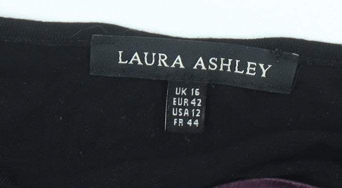 Laura Ashley Womens Multicoloured Silk Blouse UK16 Scoop Neck