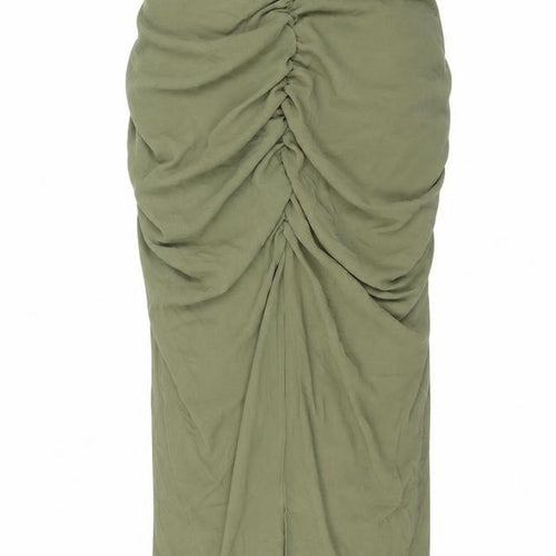 Zara Women’s Green Midi Ruched Pencil Skirt Size M Polyester