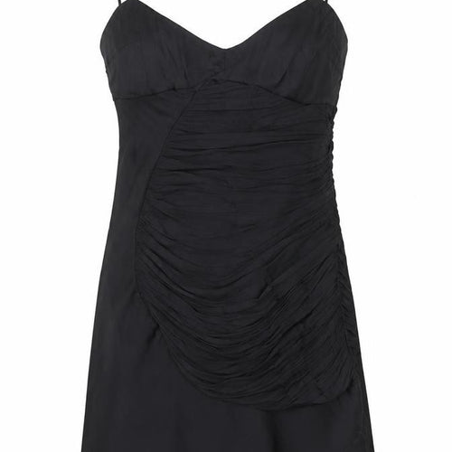 Zara Women’s Black Ruched Slip Dress S Short Sleeveless Party Cocktail