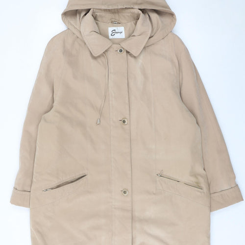 Eleganzé Women’s Beige Hooded Parka Coat Size 18