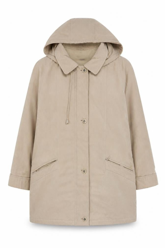 Eleganzé Women’s Beige Hooded Parka Coat Size 18