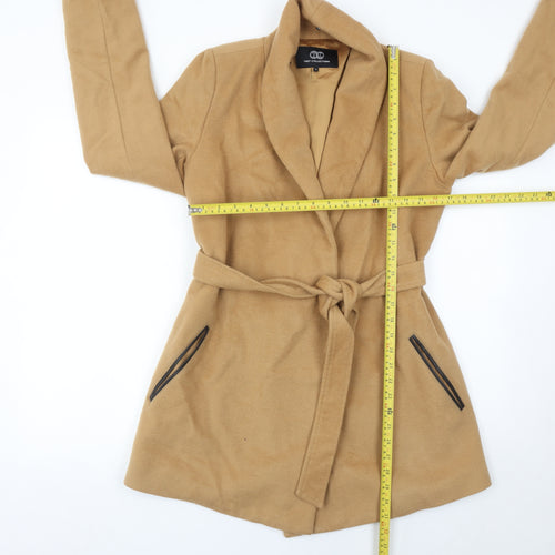 Tart Collections Women Beige Wool Blend Belted Mid-Length Overcoat S