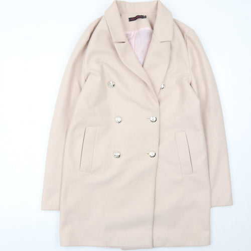 Uplander Women’s Beige Coat Size 12 Mid-Length Double Breasted