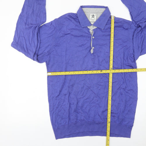 Hackett Mayfair Men's Purple 2XL Long Sleeve Polo Shirt Cotton Cashmere