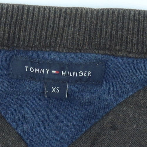 Tommy Hilfiger Women Brown XS V-Neck Pullover Jumper Cotton Cashmere