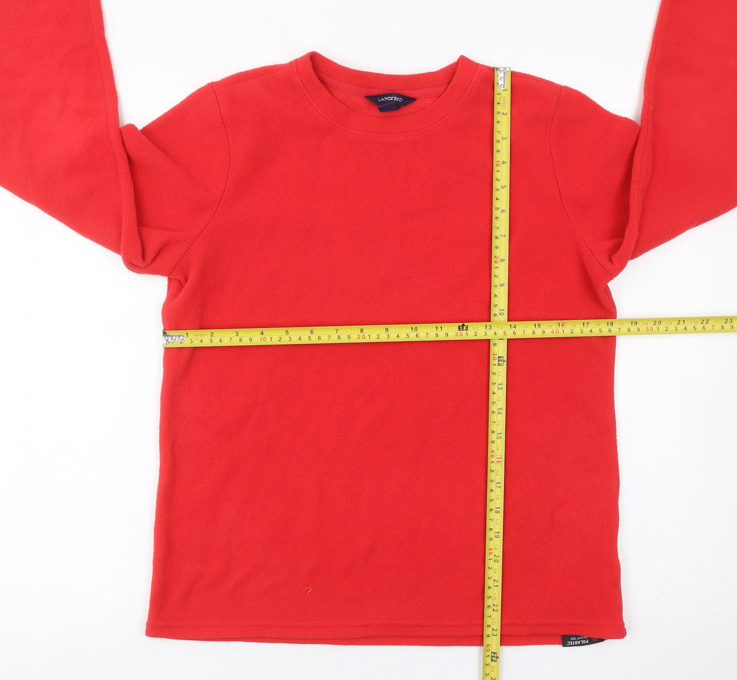 Lands' End Mens Red Fleece Pullover Sweatshirt Size M Regular