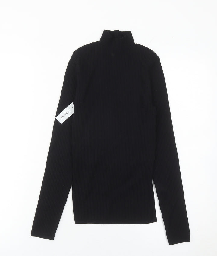 Babaton Women’s Black XS Mock Neck Slim Fit Pullover Jumper