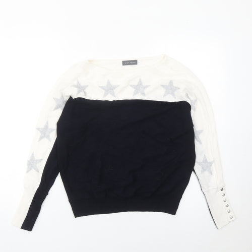 Mint Velvet Women’s XS Black White Star Jumper Pullover Knit