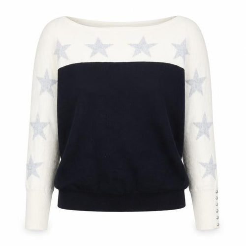 Mint Velvet Women’s XS Black White Star Jumper Pullover Knit