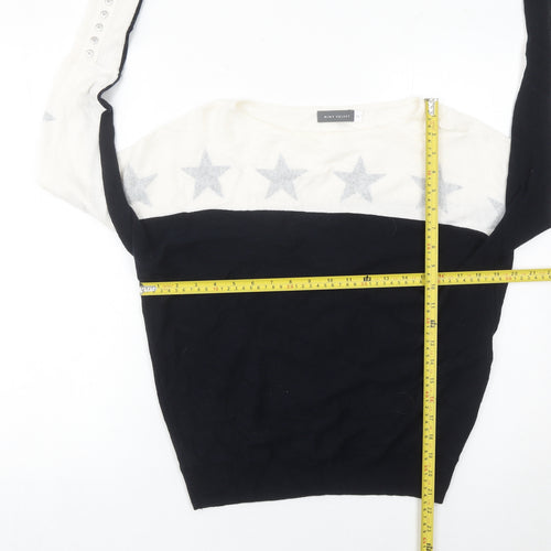 Mint Velvet Women’s XS Black White Star Jumper Pullover Knit