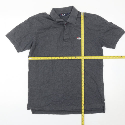 Fila Men's Grey Polo Shirt Size M Regular Fit Cotton Short Sleeve