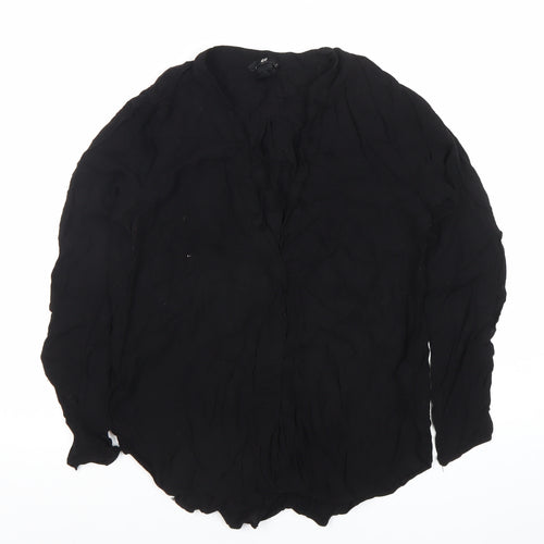 H&M Women’s Black Chiffon Blouse Size 8 Long Sleeve Button Up