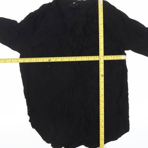 H&M Women’s Black Chiffon Blouse Size 8 Long Sleeve Button Up