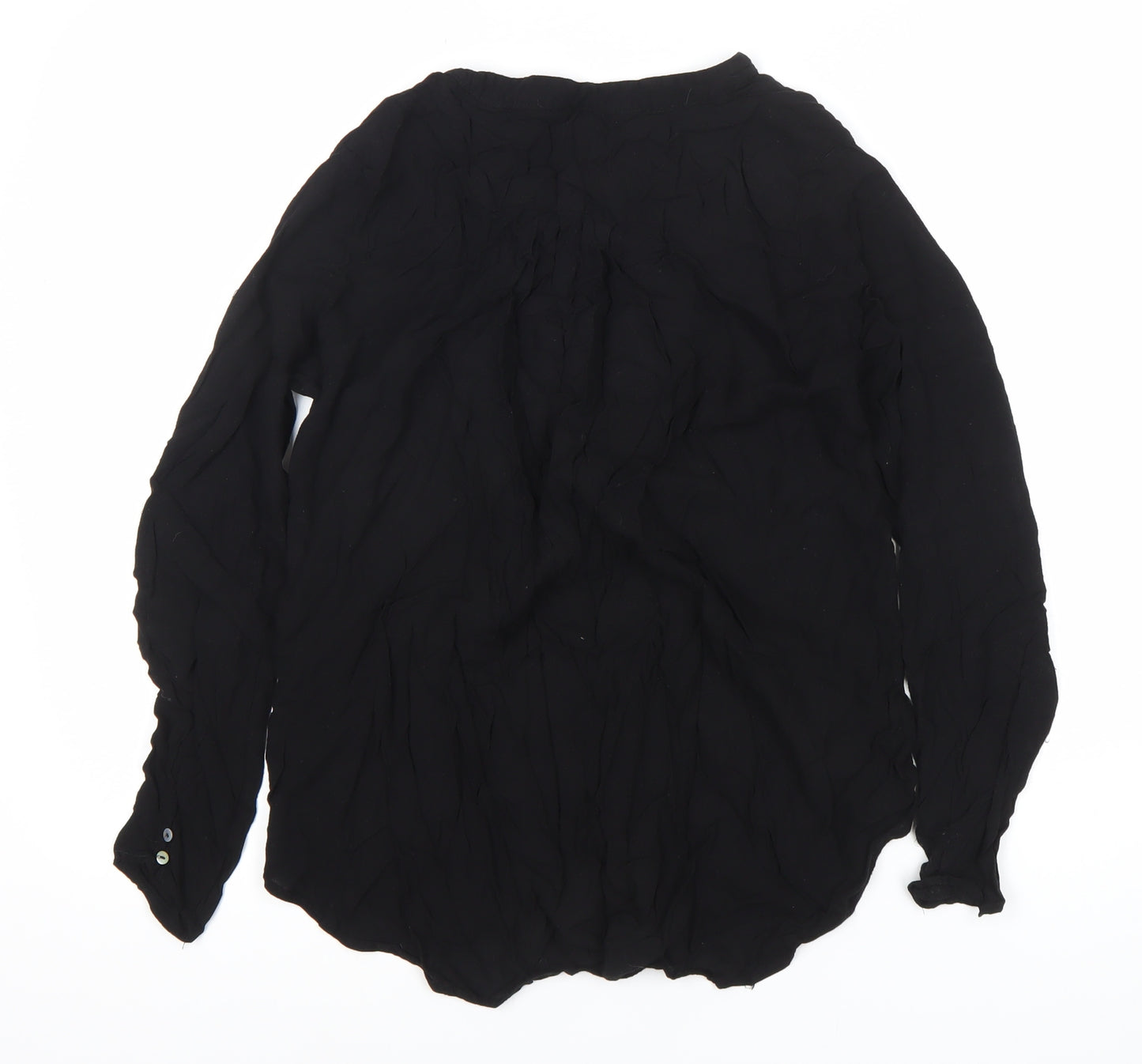 H&M Women’s Black Chiffon Blouse Size 8 Long Sleeve Button Up