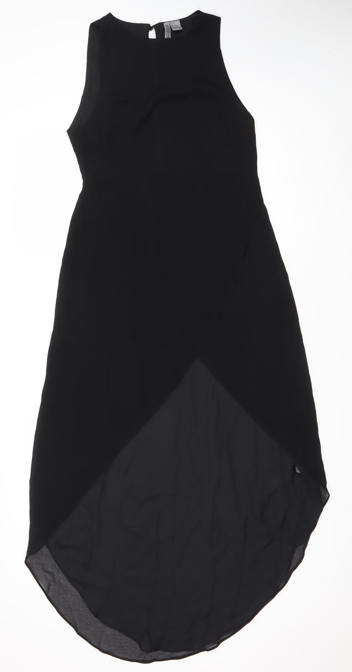 H&M Divided Women’s Black Hi-Low Shift Dress Size 10 Sleeveless