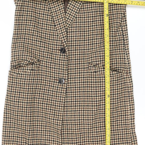Primark Women’s Beige Houndstooth Wool Blend Long Coat Size 4