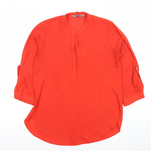 Dorothy Perkins Women’s Red Tunic Blouse Size 8 V-Neck 3/4 Sleeve