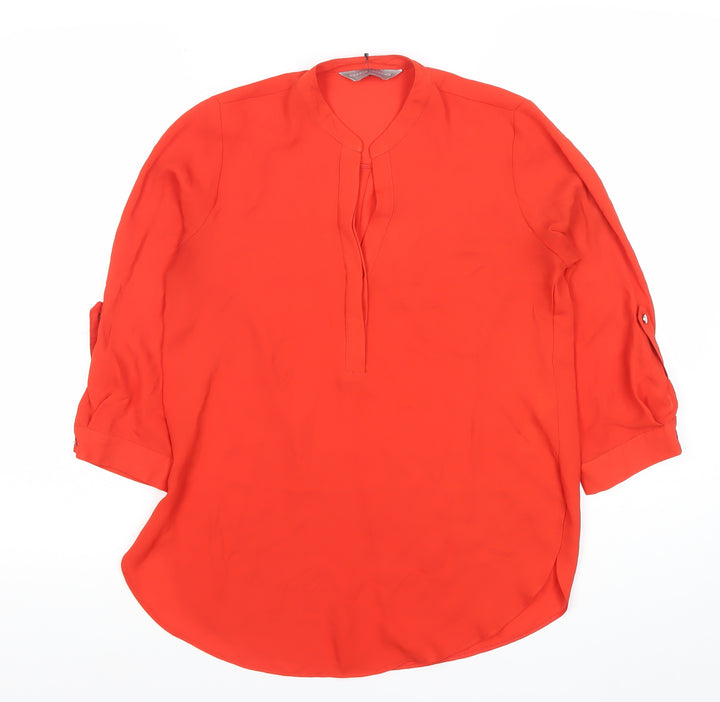 Dorothy Perkins Women’s Red Tunic Blouse Size 8 V-Neck 3/4 Sleeve
