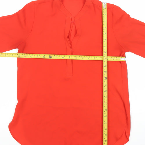 Dorothy Perkins Women’s Red Tunic Blouse Size 8 V-Neck 3/4 Sleeve