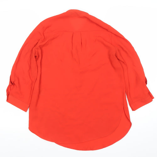 Dorothy Perkins Women’s Red Tunic Blouse Size 8 V-Neck 3/4 Sleeve