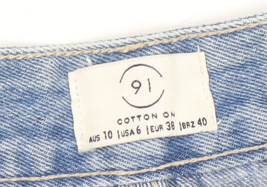 Cotton On Womens Blue High Rise Denim Cut-Off Shorts Size 10