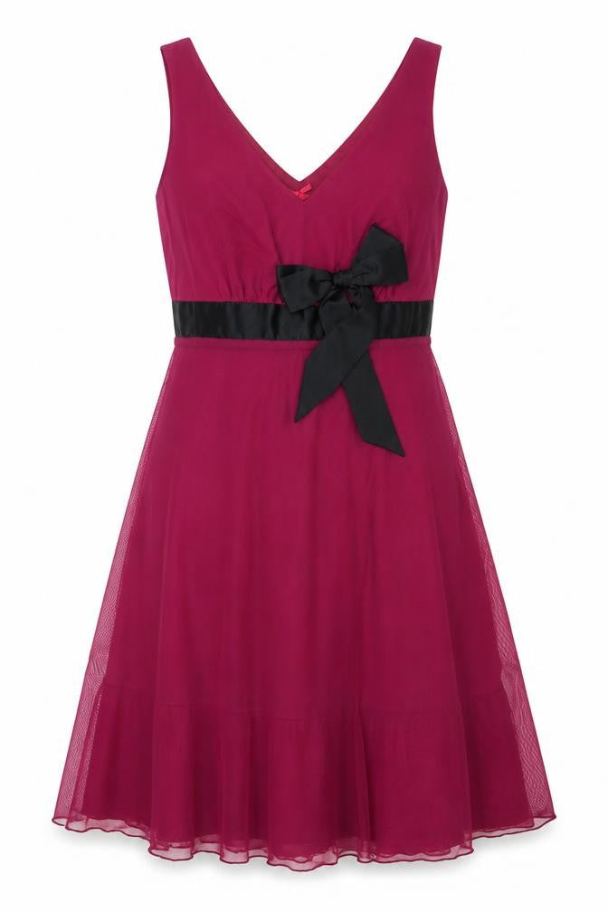 Next Women’s Pink A-Line Party Dress Size 12 Sleeveless Bow Detail