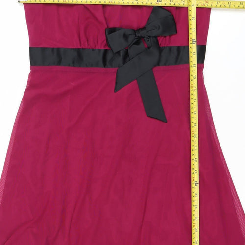 Next Women’s Pink A-Line Party Dress Size 12 Sleeveless Bow Detail