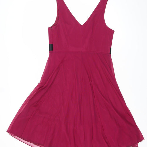 Next Women’s Pink A-Line Party Dress Size 12 Sleeveless Bow Detail