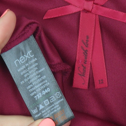 Next Women’s Pink A-Line Party Dress Size 12 Sleeveless Bow Detail