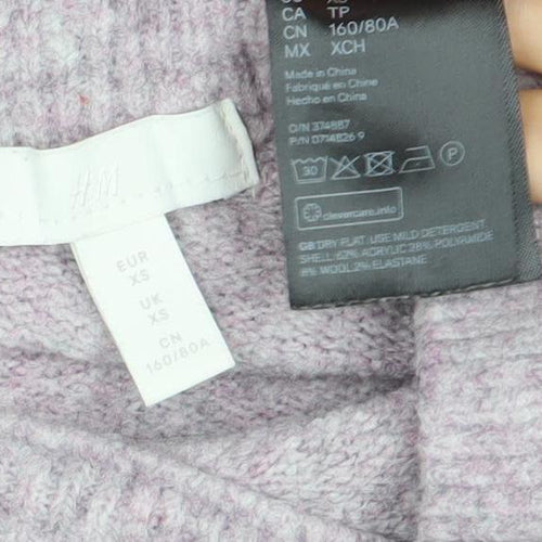 H&M Womens XS Purple V-Neck Wool Blend Knit Jumper Long Sleeve