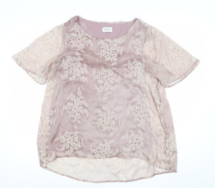 Together Women’s Pink Floral Sheer Blouse Size 12 Tunic Top