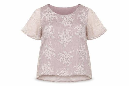 Front view of Together Women’s Pink Floral Sheer Blouse, size UK 12, Tunic Top