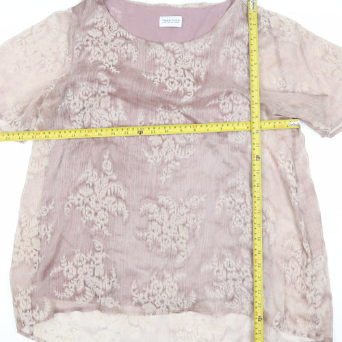 Together Women’s Pink Floral Sheer Blouse Size 12 Tunic Top