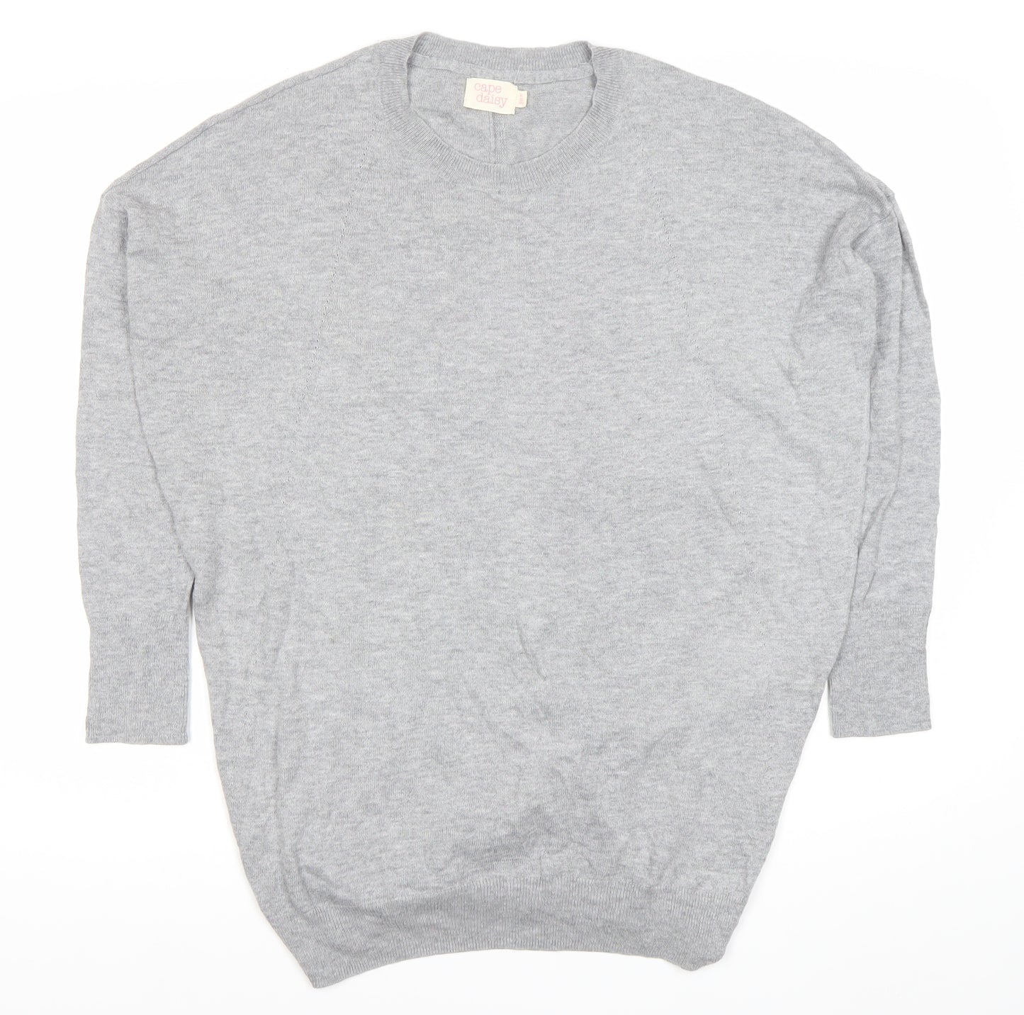 Cape Daisy Womens Grey M Cardigan Jumper Crew Neck Knit