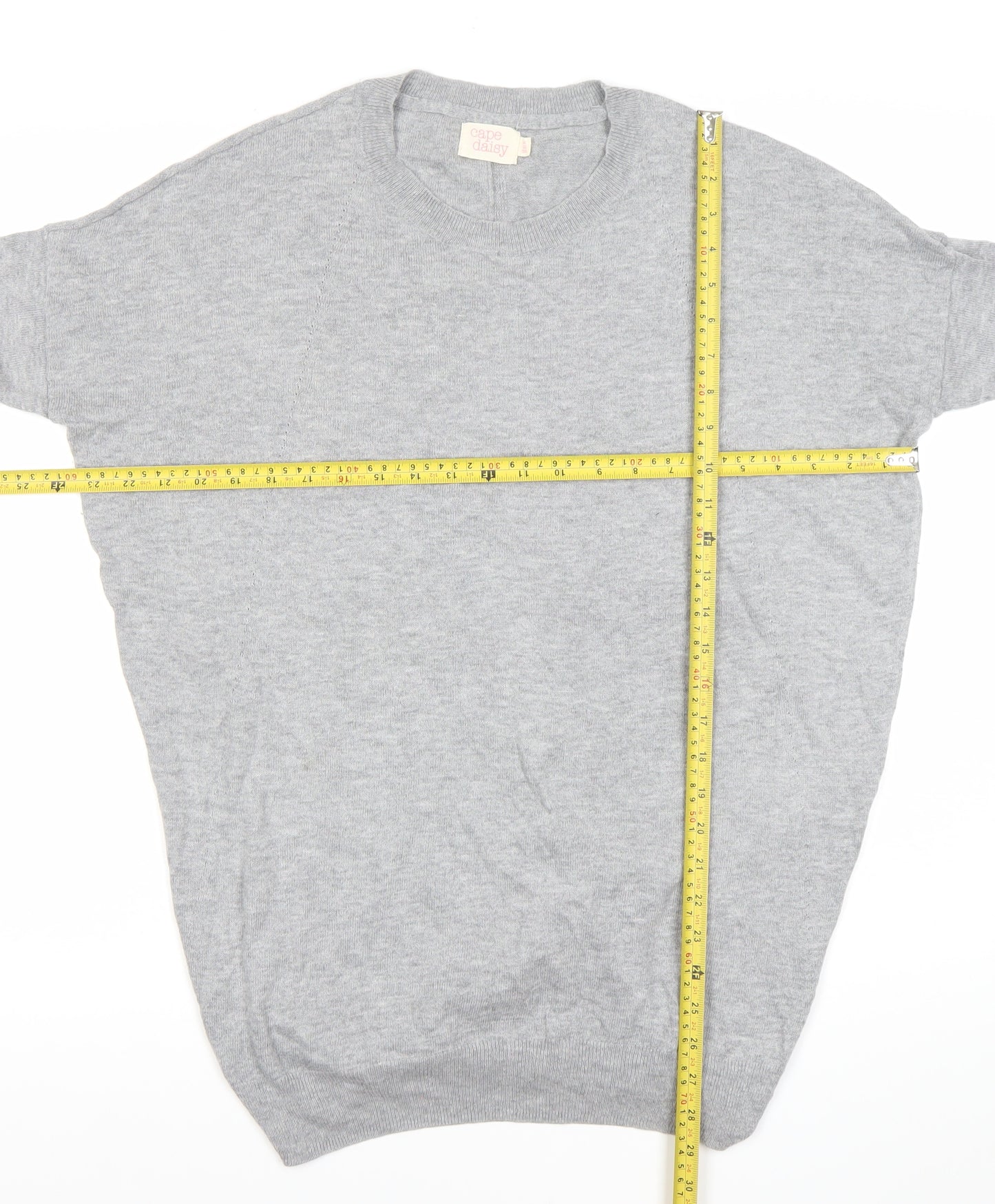Cape Daisy Womens Grey M Cardigan Jumper Crew Neck Knit