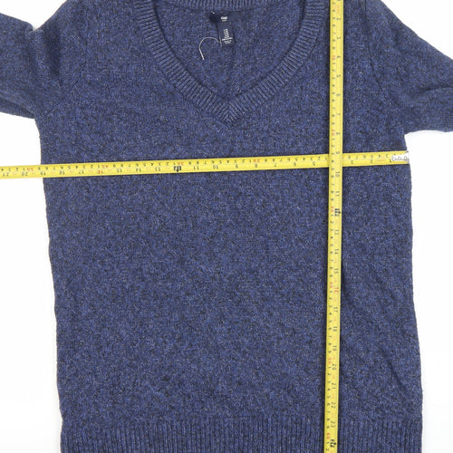 Gap Womens Blue V-Neck Knit Jumper Size M Long Sleeve Pullover