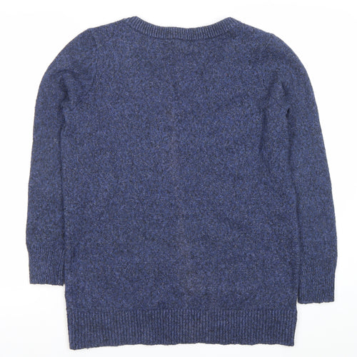 Gap Womens Blue V-Neck Knit Jumper Size M Long Sleeve Pullover