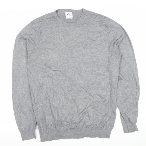 Zara Women Grey Viscose Knit Pullover Jumper Size 12