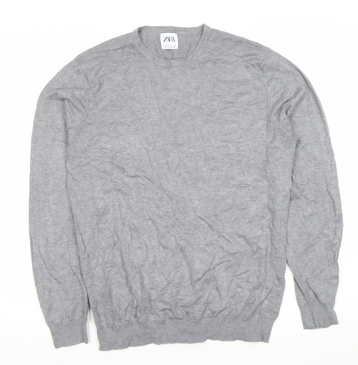 Zara Women Grey Viscose Knit Pullover Jumper Size 12