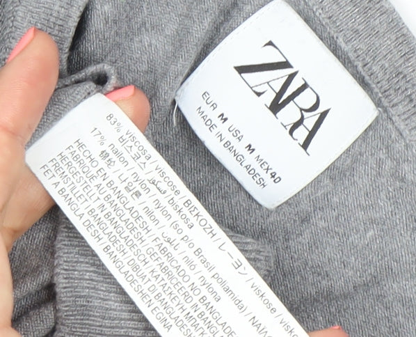 Zara Women Grey Viscose Knit Pullover Jumper Size 12