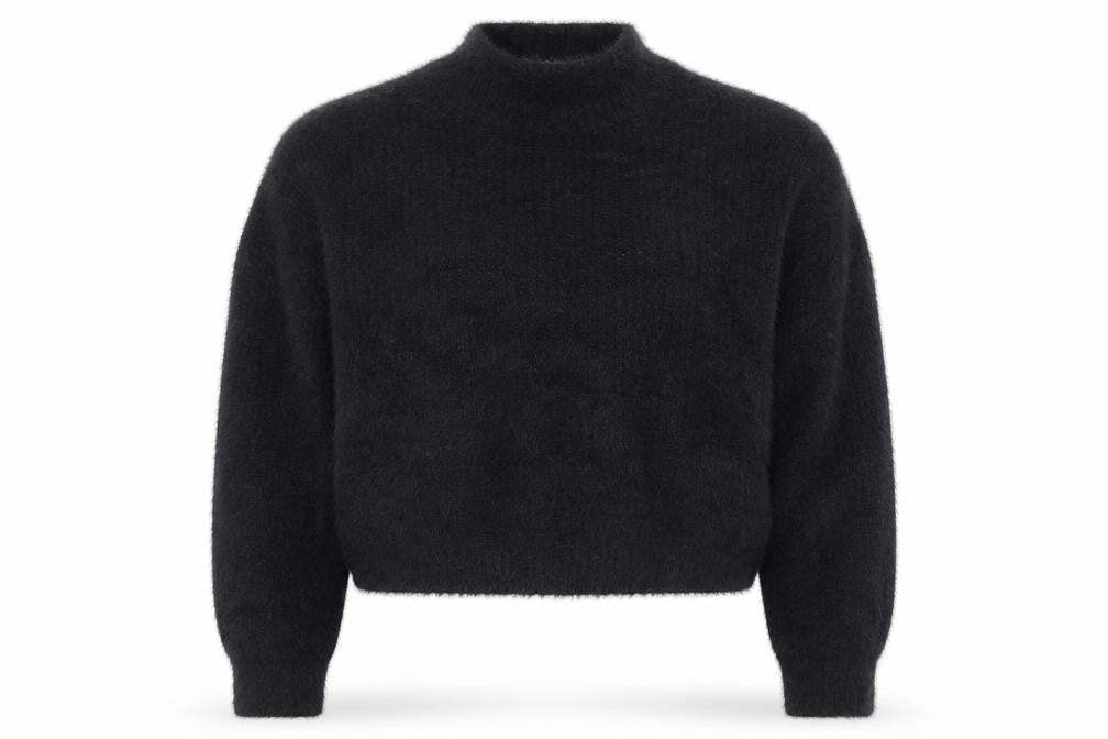Front view of 915 Generation girls’ black mock neck jumper 14-15 years