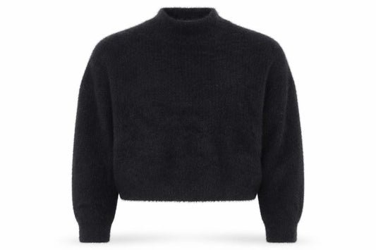 Front view of 915 Generation girls’ black mock neck jumper 14-15 years
