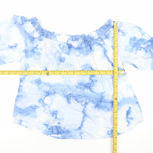 Marks and Spencer Women Blue Off Shoulder Cotton Blouse Size 6