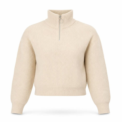 H&M Divided Women’s Beige Roll Neck Ribbed Zip Jumper XS