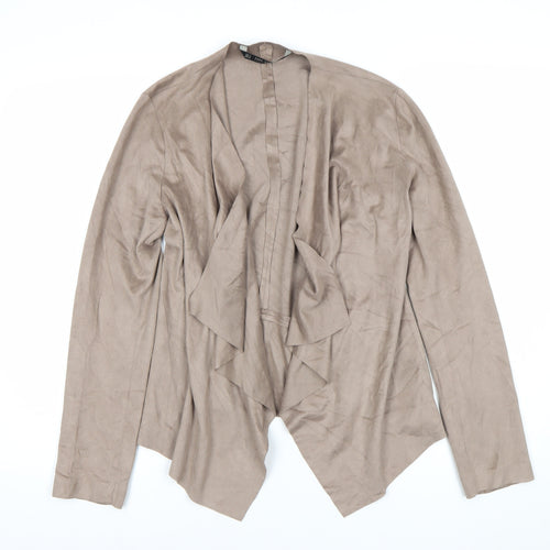 Zara Women Beige Open Front Blazer Jacket Size S Softshell