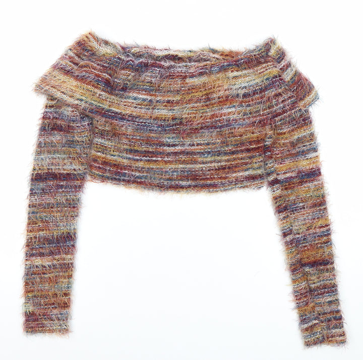 PrettyLittleThing Women’s Multicoloured Size 6 Off Shoulder Knit Jumper