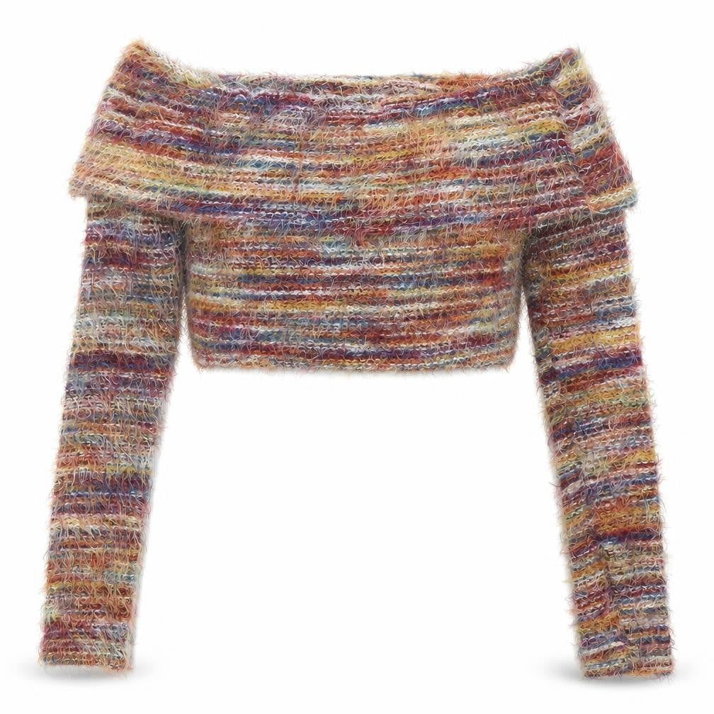 PrettyLittleThing Women’s Multicoloured Size 6 Off Shoulder Knit Jumper