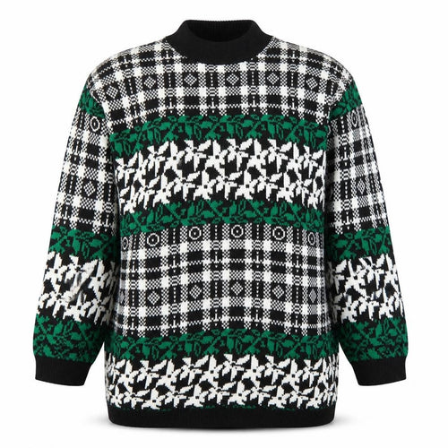 American Pride Womens Black Green Fair Isle Knit Jumper Size L