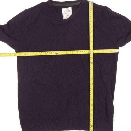 Fat Face Men’s Purple Cotton Blend V-Neck Jumper Medium