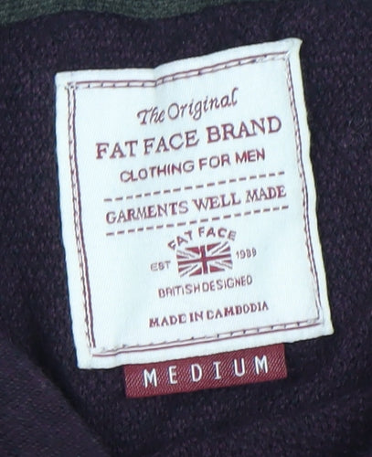 Fat Face Men’s Purple Cotton Blend V-Neck Jumper Medium